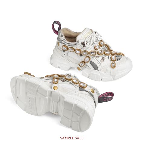 gucci flashtrek with crystals white